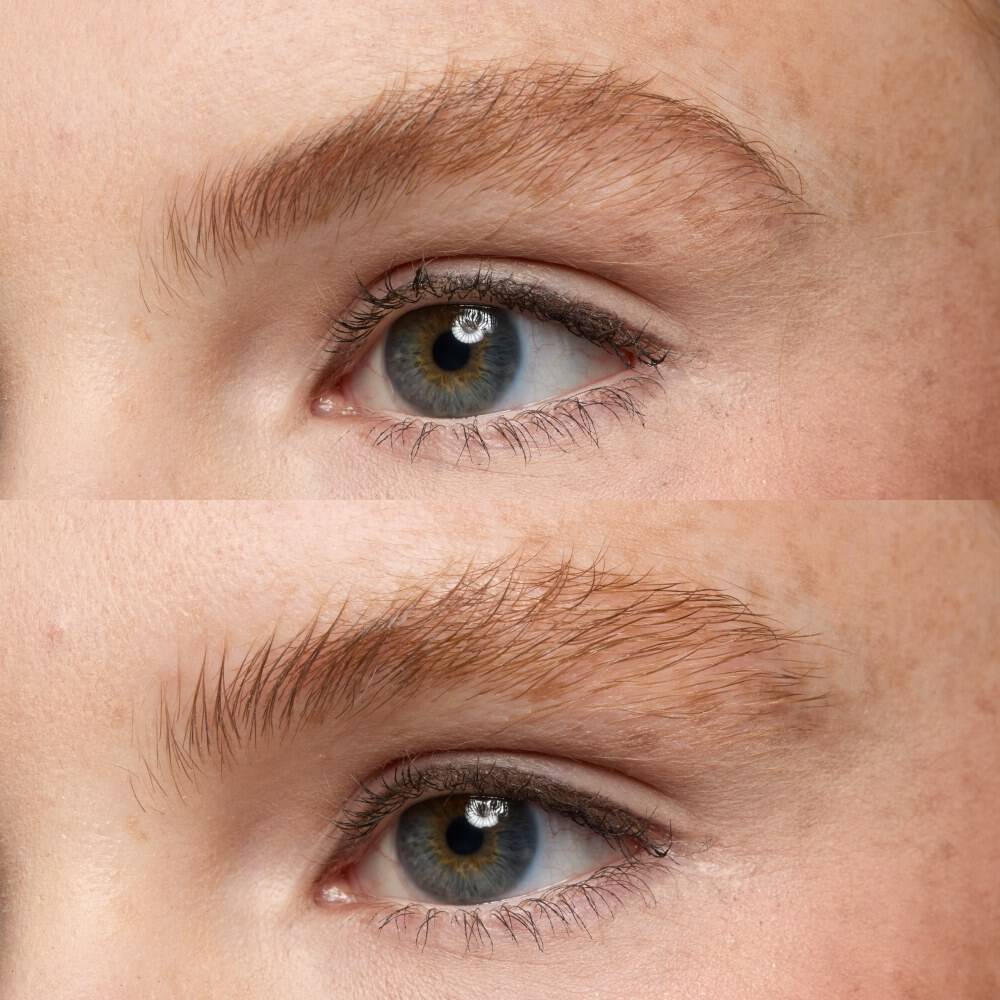 Vorher- / Nachher Bilder von hellem Augenbrauen Make-up