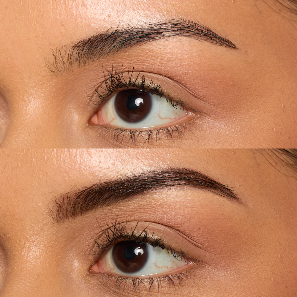 Vorher-Nachher Bild von gestylten Bold Brows