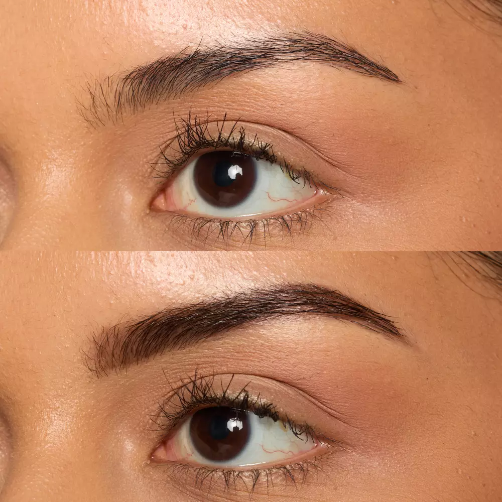 Vorher-Nachher Bild von gestylten Bold Brows