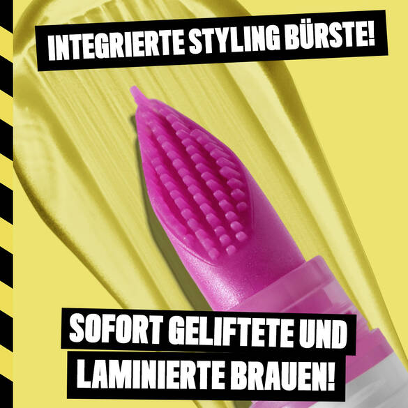 Nahaufnahme der Stylingburste des Brow Glue Crazy Lift Augenbrauengels von NYX Professional Makeup