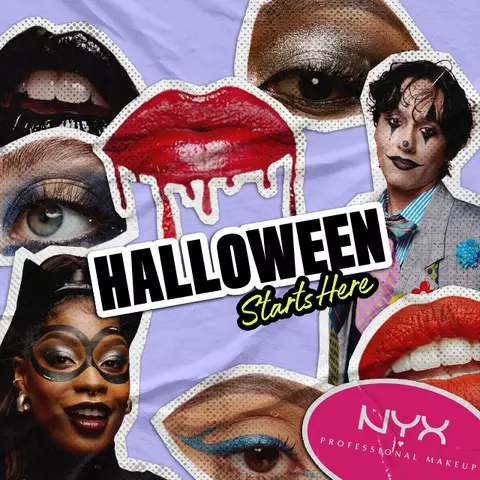 NYX Professional Makeup „NYXTAPE“-Musikvideoszene mit Wondagurl und Honey Bxby neben einem roten Lautsprecher in einem pink beleuchteten Studio, daruber ein leuchtendes „NYXTAPE“-Neon-Sign.