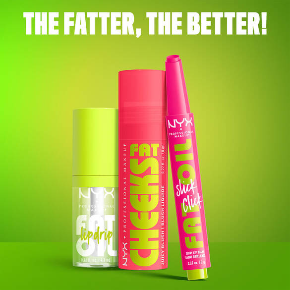 Fat Oil Lip Drip, Fat Cheecks Juicy Blush und Fat Oil Slick Click von NYX Professional Makeup