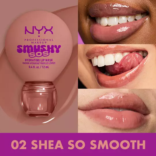Smushy Matte Lipbalm in Shea so Smooth auf drei unterschiedlichen Hauttonen.