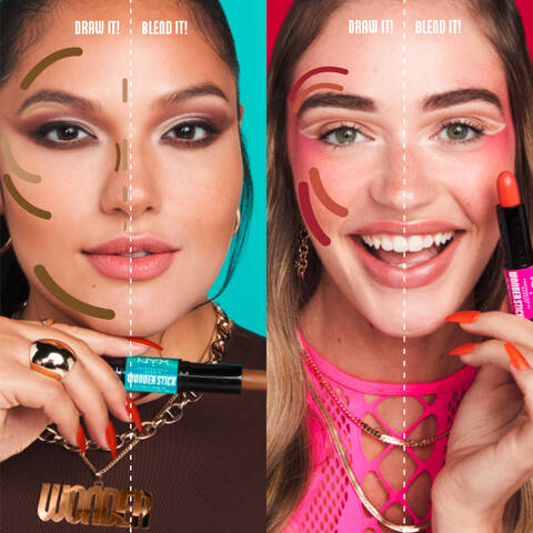 Zwei Models mit Wonder Stick Contour und Hoghlighting Stift Anwendung