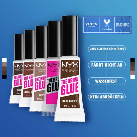 Die Vorteile des Brow Glue Instant Brow Stylers: Ohne klebrige Ruckstande, farbt nicht ab, wasserfest, kein Abbrockeln