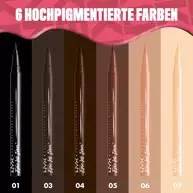 6 Epic Ink Liner in verschiedenen Nude-Farbtonen mit Aufschrift: 6 hochpigmentierte Farben