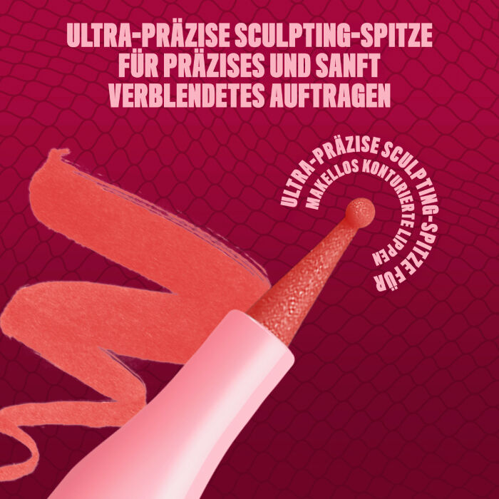 Das Bild zeigt eine Nahaufnahme der "Ultra-prazisen Sculpting-Spitze" eines Lippenprodukts von NYX Professional Makeup. 