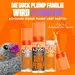 Info-Grafik mit einer glitzernden Gummi-Ente mit Strasssteinen und drei Flaschchen Duck Plump High Pigment Lip Gloss mit Glitter-Effekt