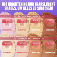 Produktubersicht der 8 Farbtone des Wonder Snatch Lifting Setting Powder Fixierpuder von NYX Professional Makeup