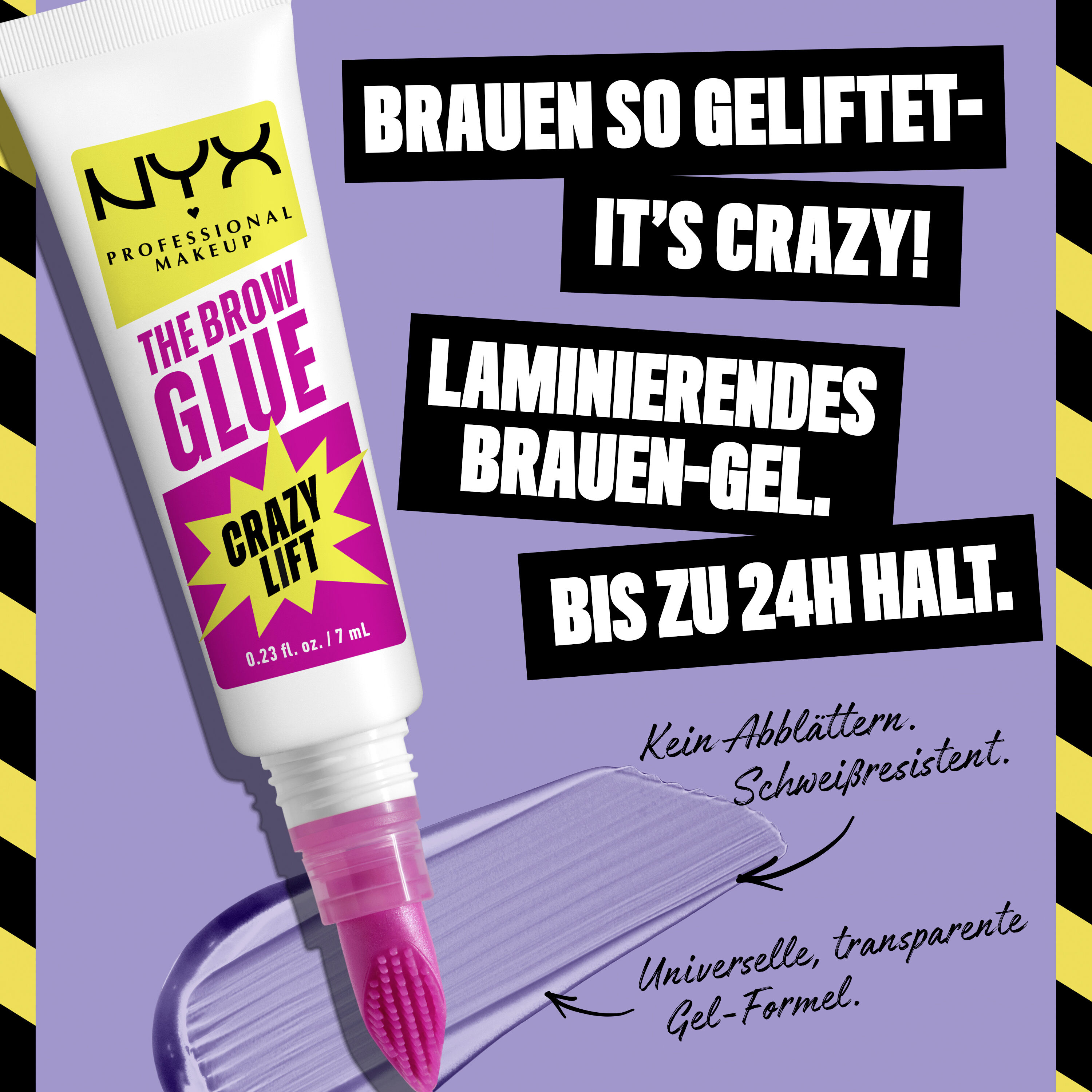 The Brow Glue Crazy Lift von NYX Professional Makeup mit seinen Vorteilen: Kein Abblattern, schweißresistent, universelle und transparente Gel-Formel