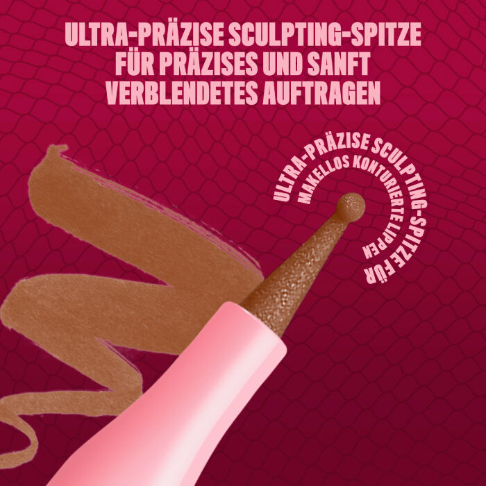 Das Bild zeigt eine Nahaufnahme der "Ultra-prazisen Sculpting-Spitze" eines Lippenprodukts von NYX Professional Makeup. 