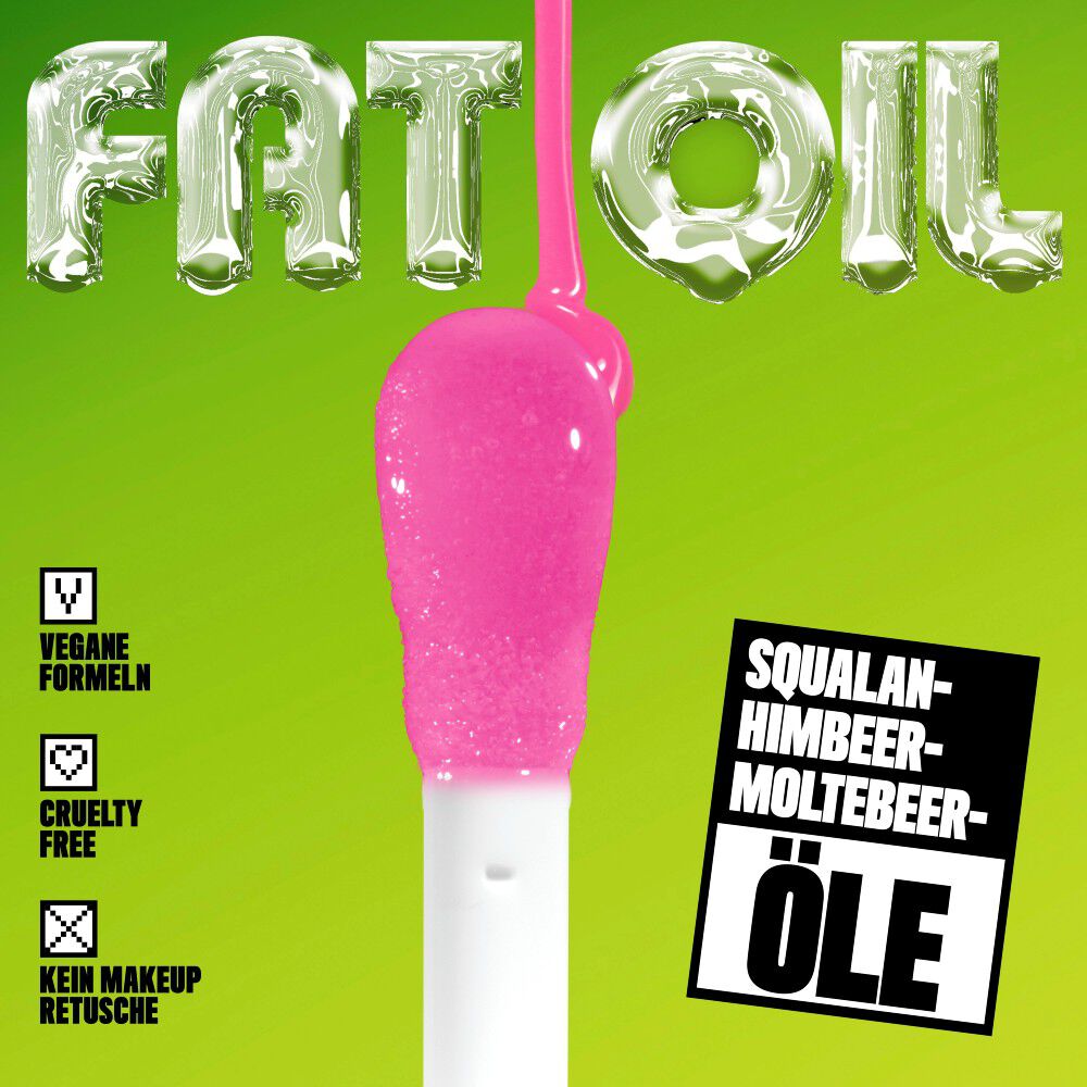 Eine Detailaufnahme des Applikators verdeutlicht die pflegende Formel mit Squalan sowie Himbeer- und Moltebeerol.