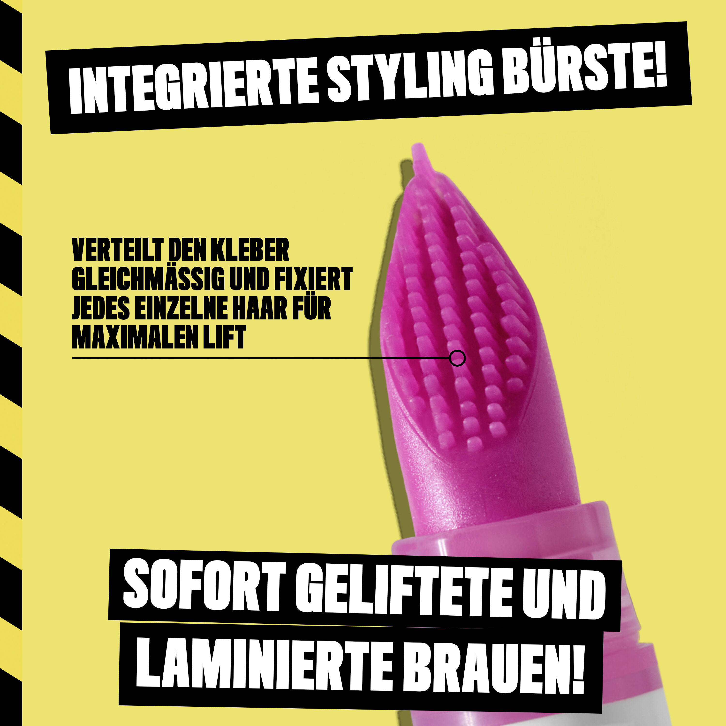  Nahaufnahme der Stylingburste des Brow Glue Crazy Lift Augenbrauengels von NYX Professional Makeup