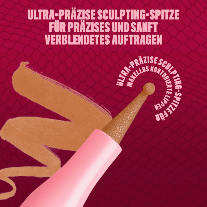 Das Bild zeigt eine Nahaufnahme der "Ultra-prazisen Sculpting-Spitze" eines Lippenprodukts von NYX Professional Makeup. 