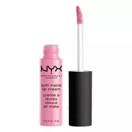 Die Soft Matte Lipcream von NYX Professional Makeup ist geoffnet und der Applikator steht neben der Lippencreme-Flasche