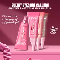 Grafik fur die hochpigmentierten NYX Lid Lingerie Creme-Lidschatten mit den Produkteigenschaften.