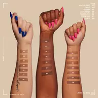 Zero to Brow Longwear Gel Shades aufgetragen auf drei Unterarmen mit verschiedenen Hauttonen