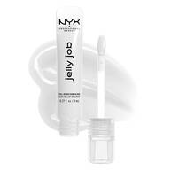 Ein Bild von der Produktverpackung eines Lipglosses von NYX Professional Makeup und daneben ist der Applikator des Lipglosses zu sehen. Hinter beidem ist die Textur des Produktes platziert. Es ist ein weißer Hintegrund fur das gesamte Bild gewahlt worden.
