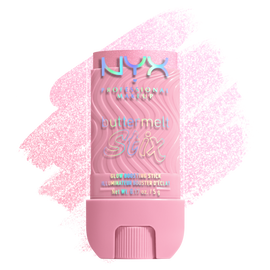 Buttermelt Stix packshot solider show on top of product swatch in shade 04 My Melt Era