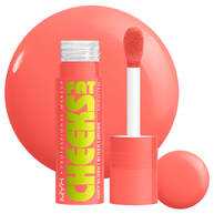 Geoffneter Fat Cheeks Juicy Blush von NYX Professional Makeup mit daneben stehendem Applikator