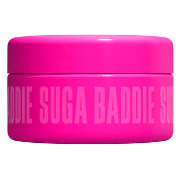 Die geschlossene Ansicht des pinkfarbenen NYX Suga Baddie Fat Oil Body Butter Tiegels.